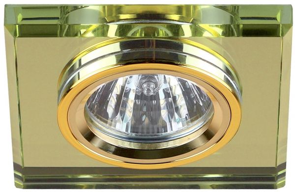 Светильник DK 8 GD/YL ЭРА декор стекло квадрат MR16, 12V/220V, 50W, золото/зеркальный желтый