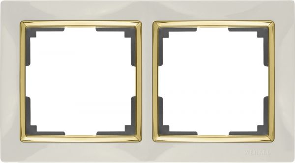 Рамка на 2 поста /WL03-Frame-02-ivory-GD (слоновая кость/золото)
