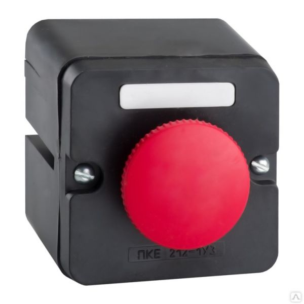 Кнопка ПКЕ-212 1 У3 красн.грибок с фиксацией кнопки в корпусе