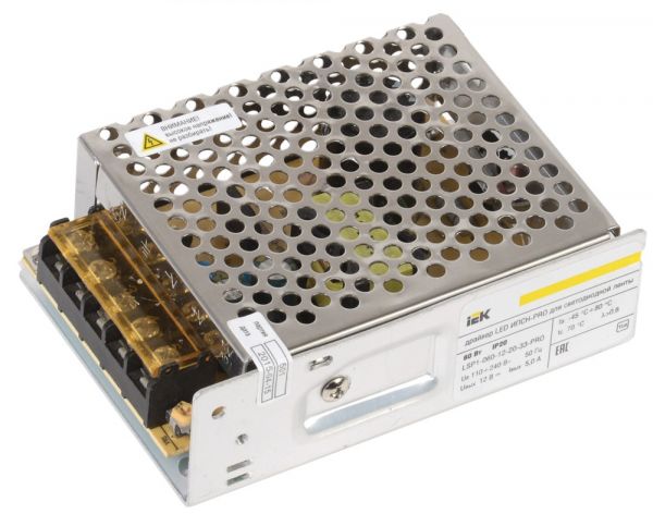 Драйвер LED ИПСН-PRO 60Вт 12 В блок - клеммы  IP20 ИЭК