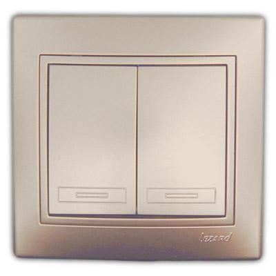 Выключатель двойной жемчужно-белый перламутр Мира 701-3030-101