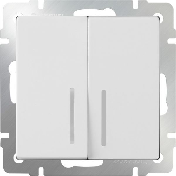 Выключатель двухклавишный с подсветкой /WL01-SW-2G-LED (белый)