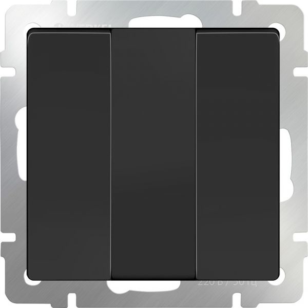 Выключатель трехклавишный /WL08-SW-3G (черный матовый)