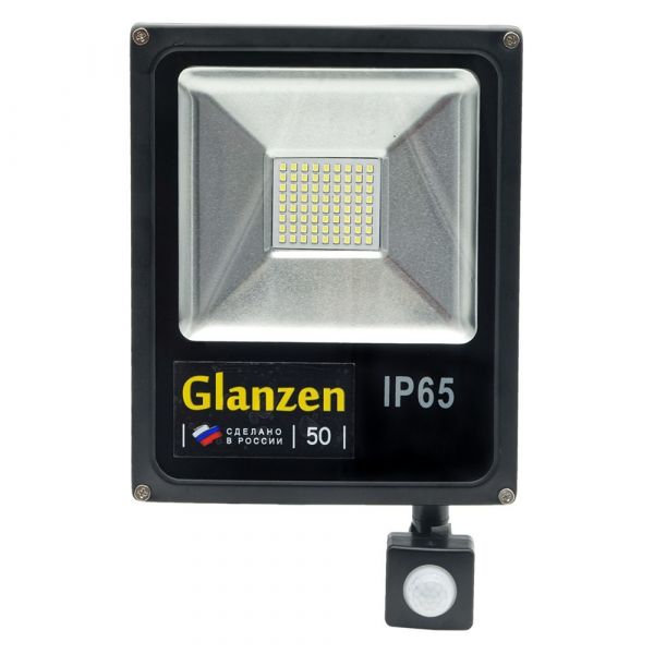 Светодиодный прожектор c датчиком движения GLANZEN FAD-0013-50 (50 Вт,6000К, SIP)