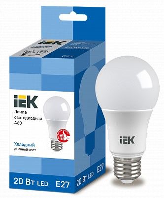 Лампа LED ALFA A60 шар 20Вт 230В 6500К E27 IEK