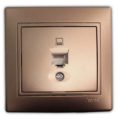 Розетка компьютерная светло-коричневый перламутр Мира 701-3131-139