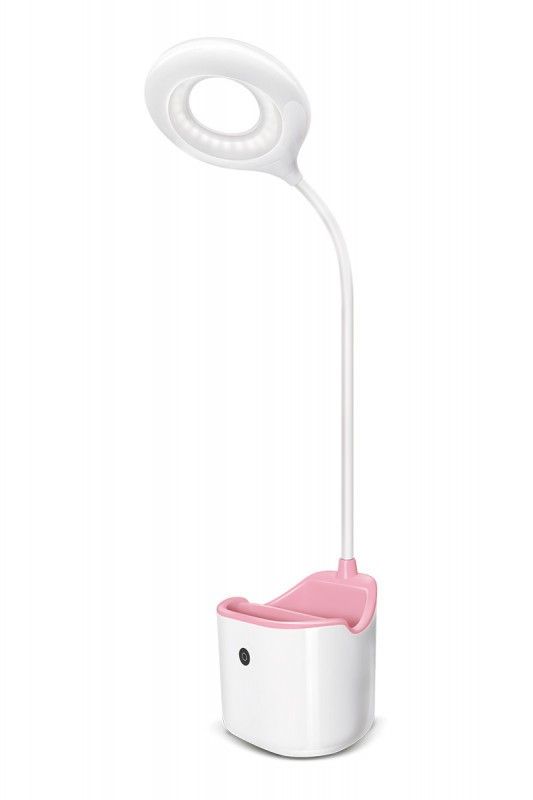 TL-225 (R розово-белый настольный светодиодный светильник гибкая стойка, работа и зарядка от USB)