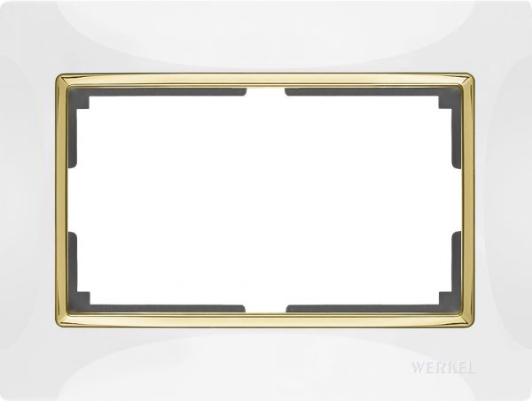 Рамка для двойной розетки /WL03-Frame-01-DBL-white-CD (белый/золото)