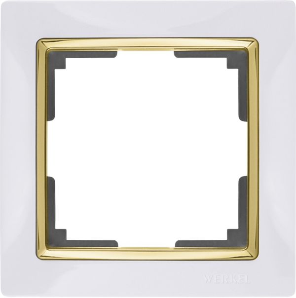 Рамка на 1 пост /WL03-Frame-01-GD (белый золото)