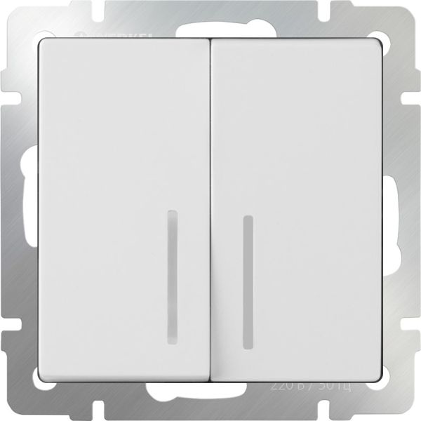 Выключатель двухклавишный /WL01-SW-2G (белый)