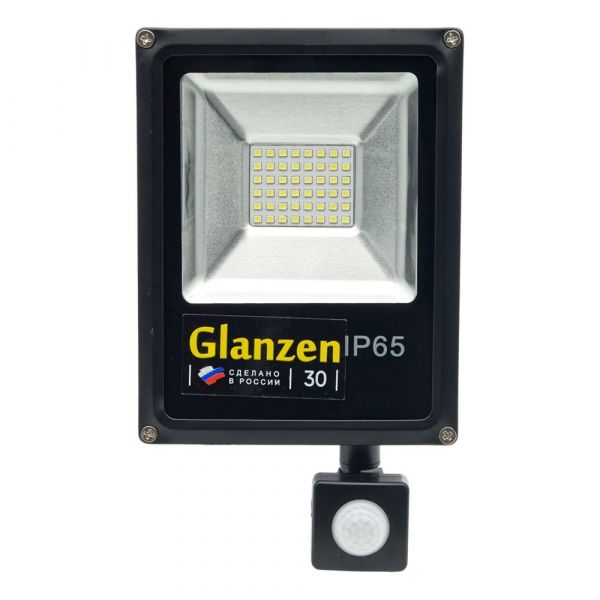 Светодиодный прожектор c датчиком движения GLANZEN FAD-0012-30 (30 Вт,6000К, SIP)