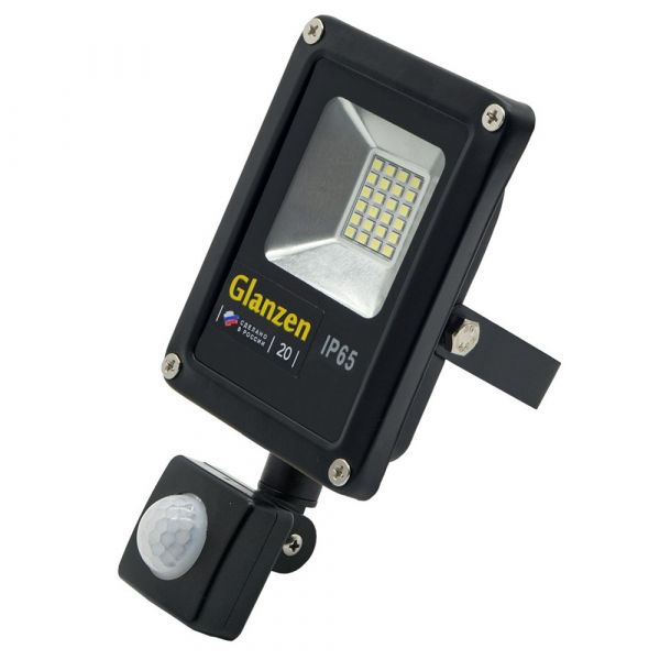 Светодиодный прожектор c датчиком движения GLANZEN FAD-0011-20 (20 Вт,6000К, SIP)