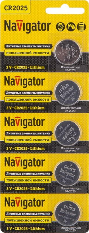 Элемент питания NBT-CR2025-BP5 94 764 Navigator