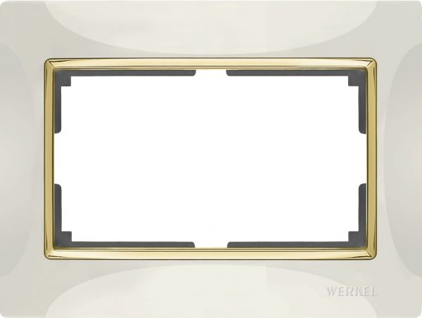 Рамка для двойной розетки /WL03-Frame-01-DBL-ivory-CD (слоновая кость/золото)
