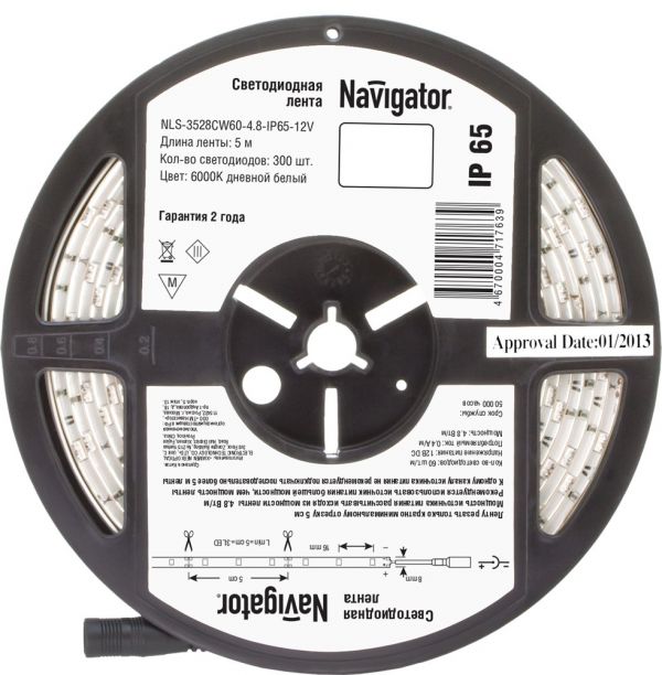 Лента СД NLS-3528CW60-4.8-IP65-12V R5 71 763 Navigator